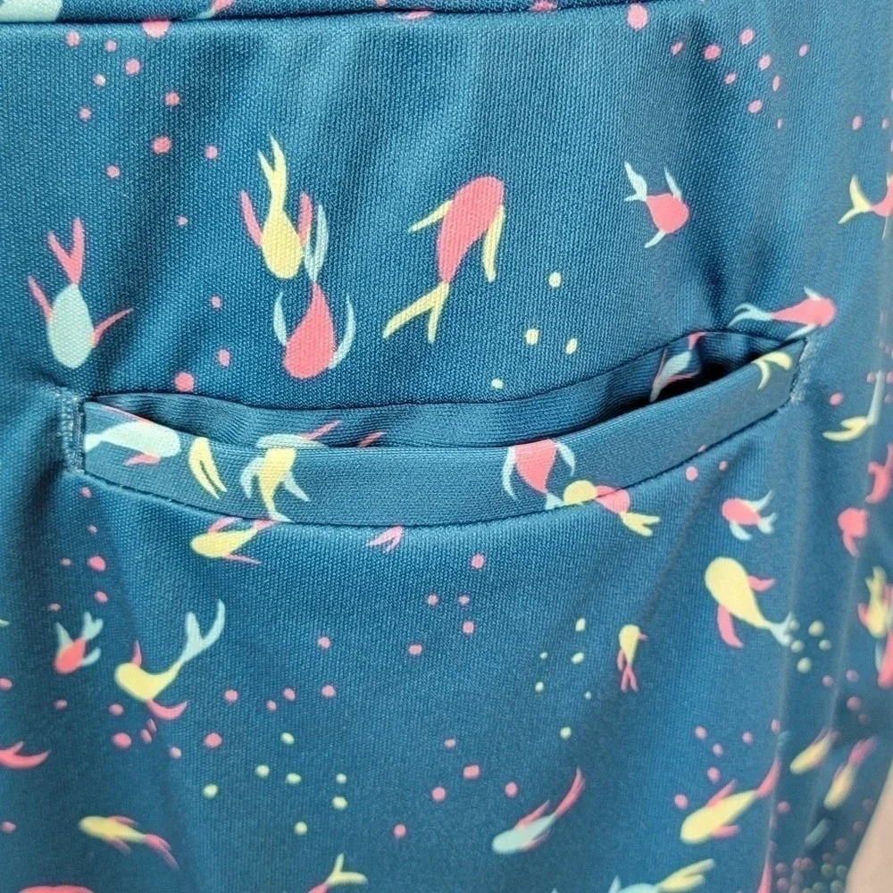 PGA‎ Tour Golf Skort L Large Blue Koi Fish Print Coastal Athletic Tennis Skirt